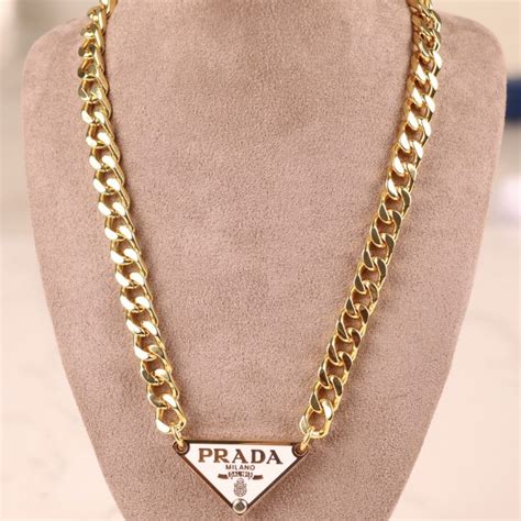 prada necklace black|prada necklace triangle dupe.